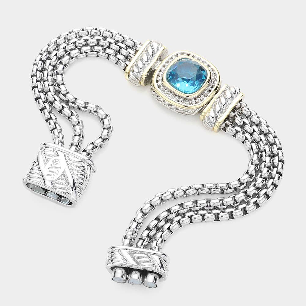 Tahnee Square CZ Stone Magnetic Bracelet
