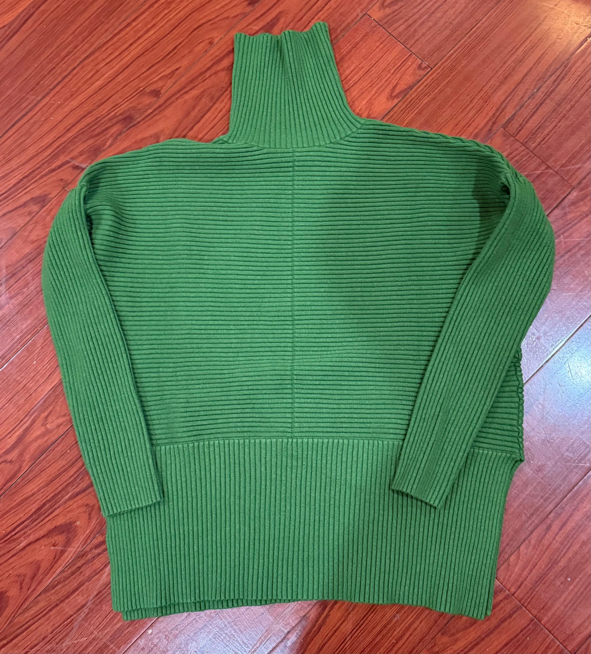 Ribbed Long Sleeve Green Turtleneck