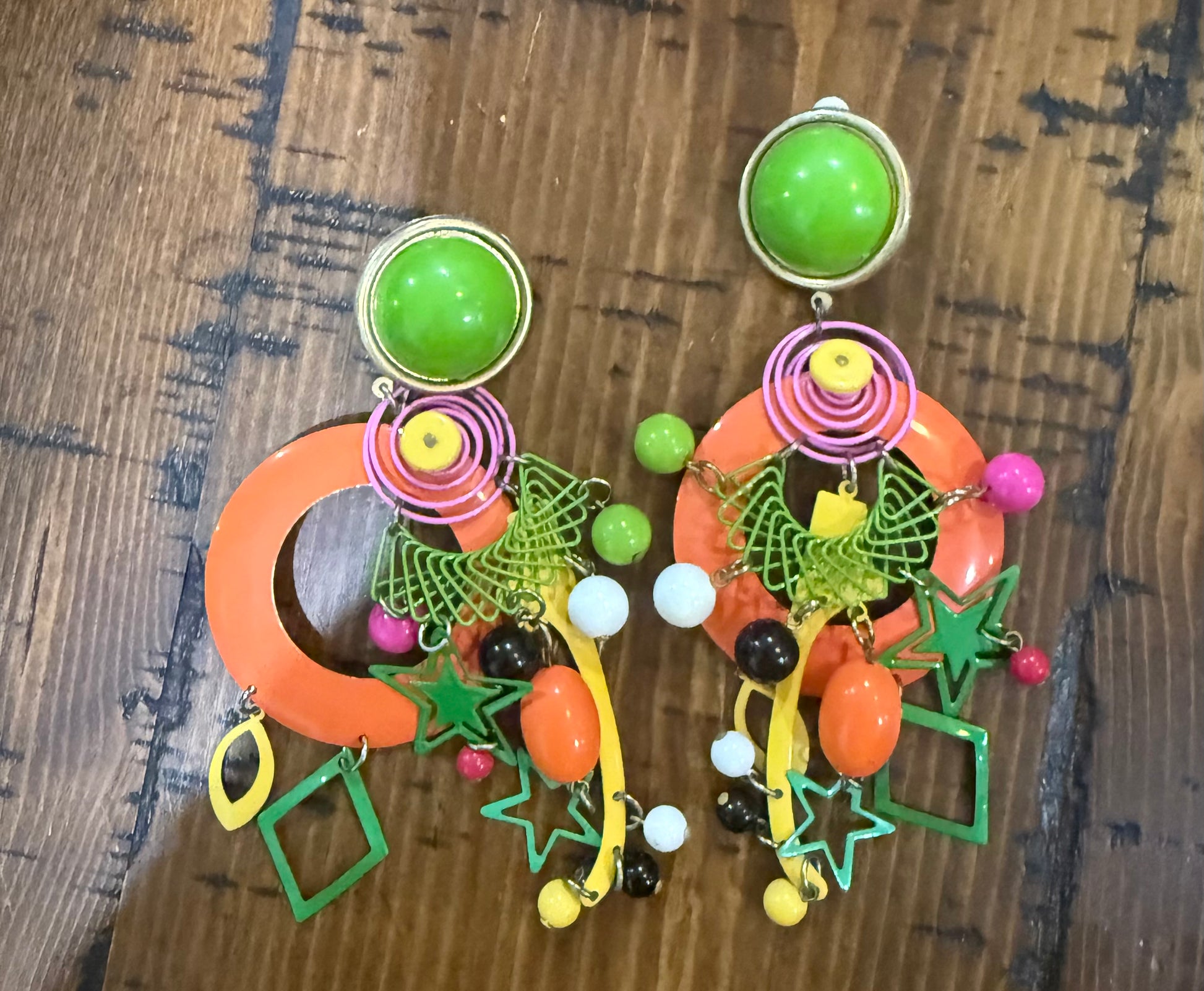 Funky Junk Vintage Clip On Earrings