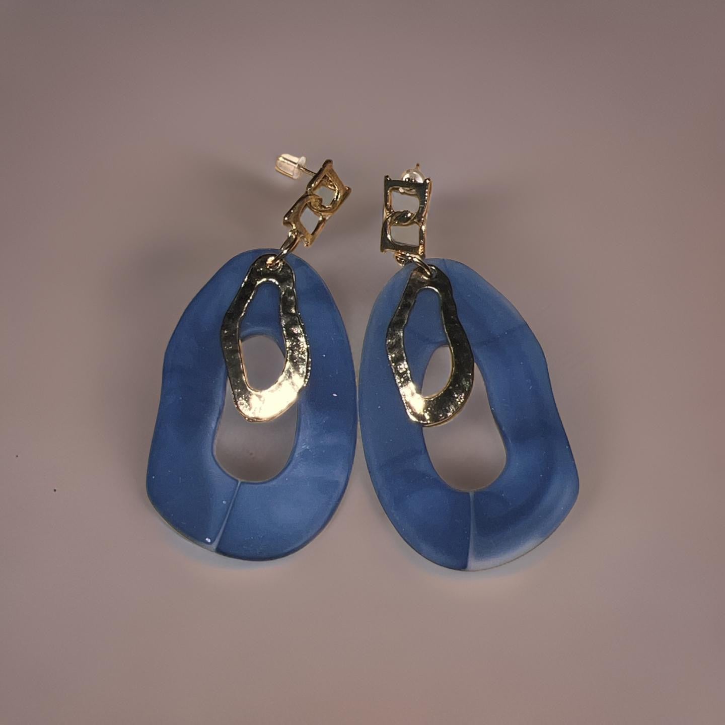 Gemmi Blue Oval Earrings