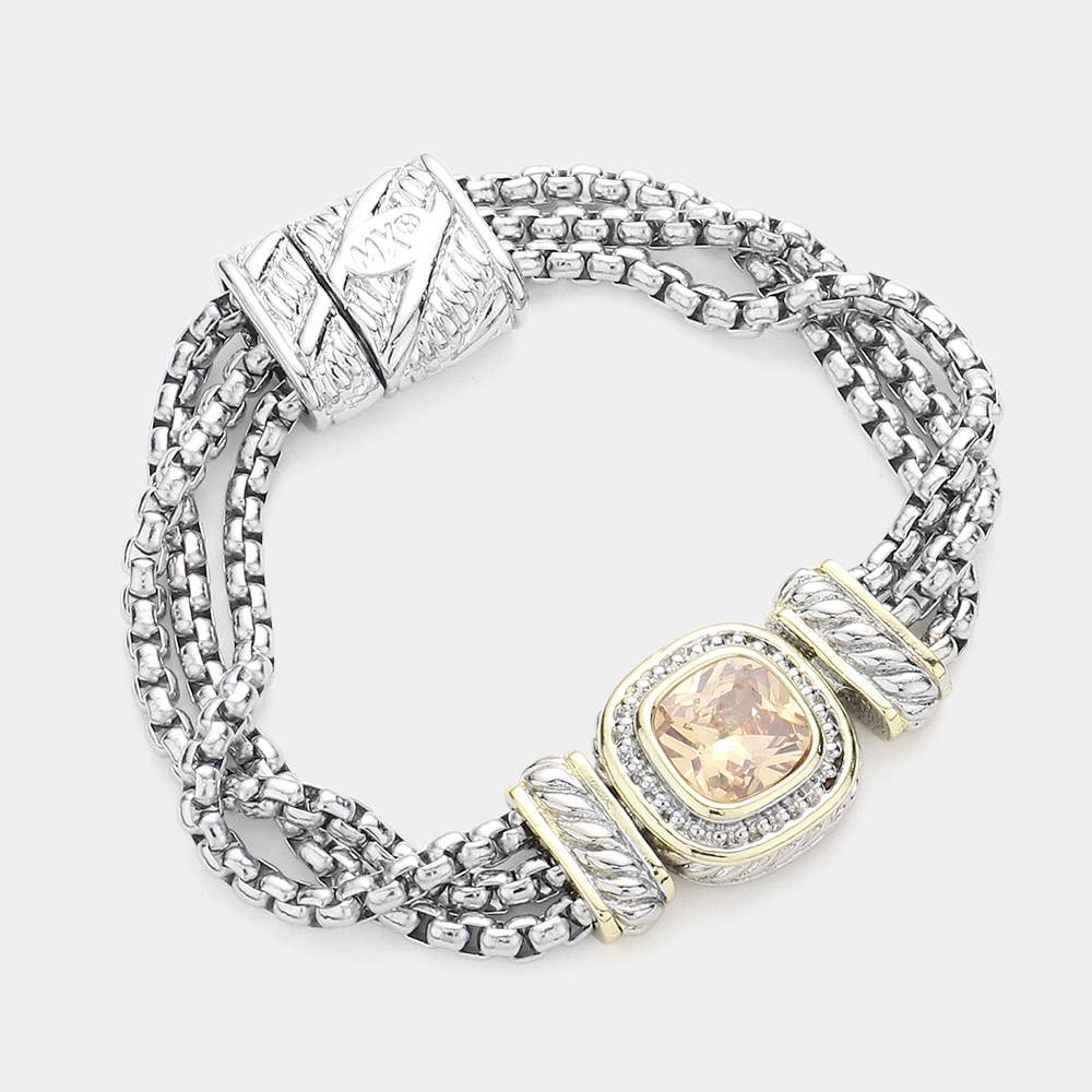 Tahnee Square CZ Stone Magnetic Bracelet