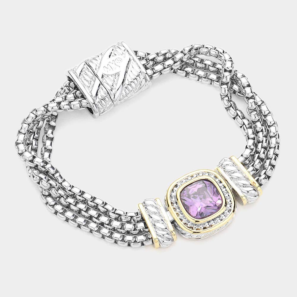 Tahnee Square CZ Stone Magnetic Bracelet
